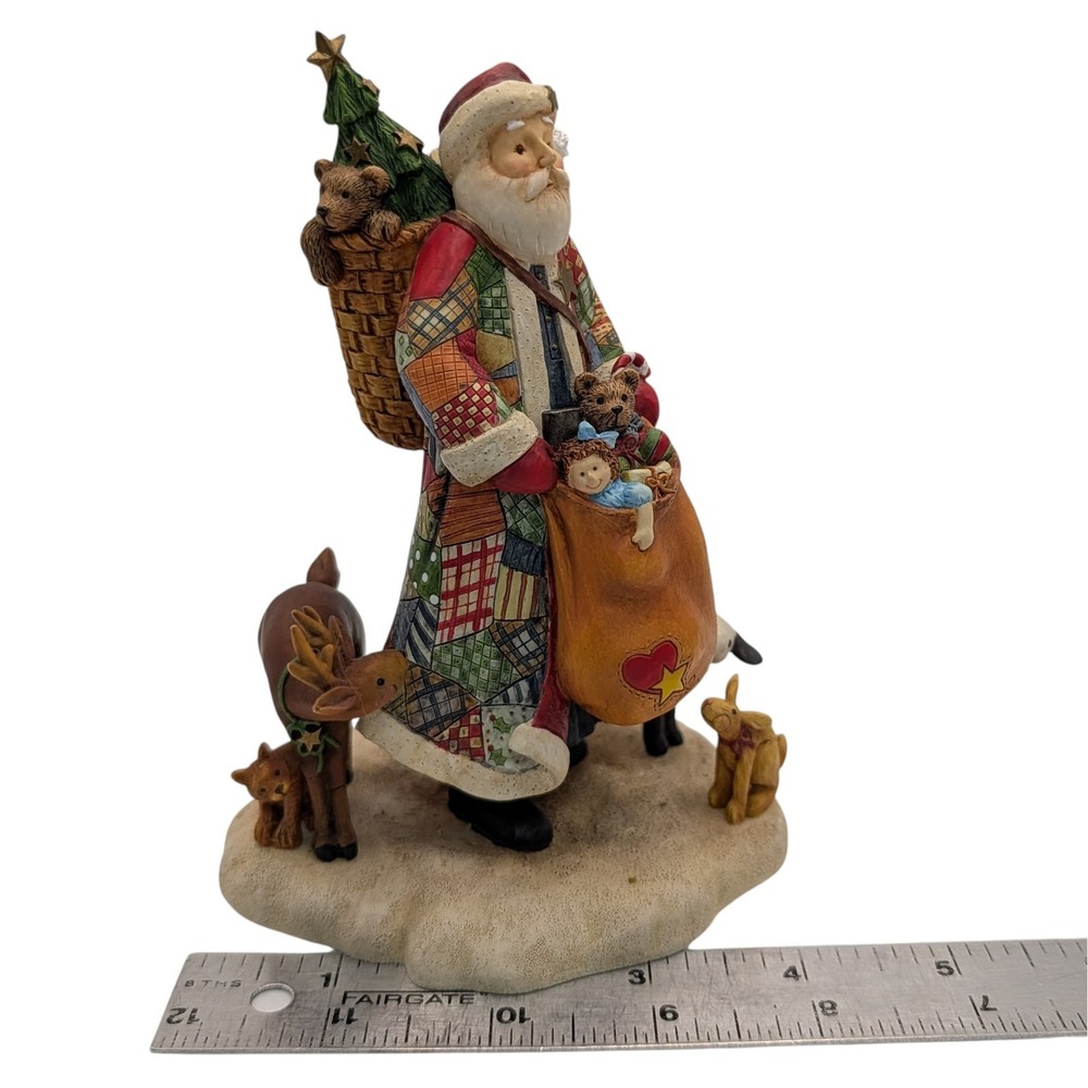 Lang and Wise Figurine Santas Generosity Patchwork Coat Box 1999 Ellen Stouffer - Picture 10 of 11
